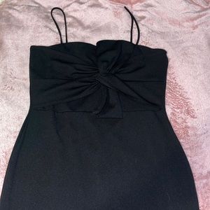 Black bow tie mini dress